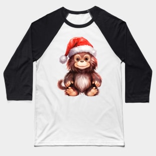 Orangutan in Santa Hat Baseball T-Shirt